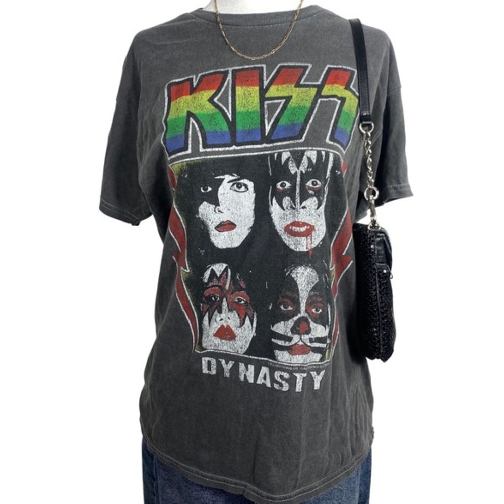 KISS‎ Graphic Band Tee Womens Small Oversized Baggy Grunge Punk Skater